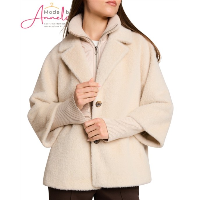 Tom Tailor dames winterjas cosy cape 1051134 Ecru